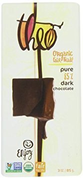 Theo Chocolate 85% Dark Chocolate Bar 3 Oz. (Pack of 12)