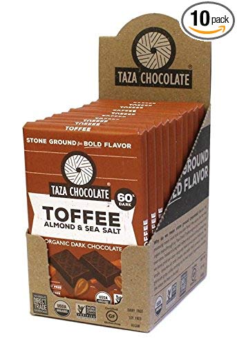 Taza Chocolate | Amaze Bar | Toffee, Almond & Sea Salt | 60% Stone Ground | Certified Organic |...