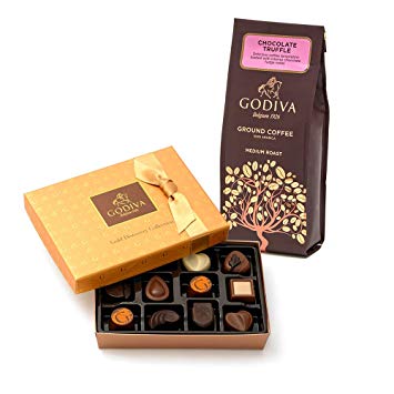 Godiva Chocolatier 12 Piece Gold Discovery Box & Chocolate Coffee Gift Set