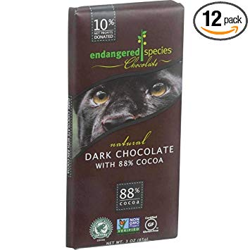 Endangered Species Chocolate Extreme Dark Chocolate Bar, 3 Ounce - 12 per case.