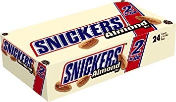 Snickers Almond Sharing Size Chocolate Candy Bars 3.23-Ounce Bar 24-Count Box