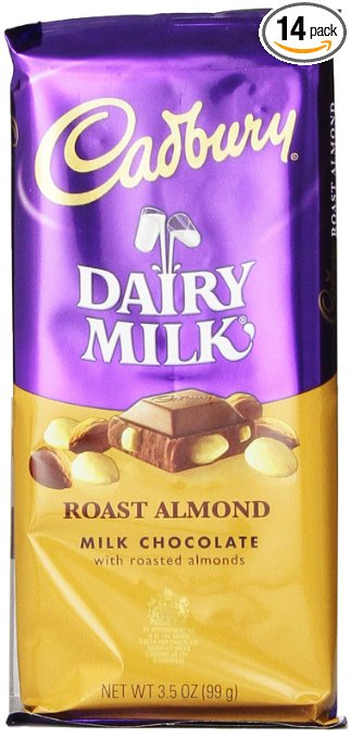 Cadbury Chocolate Candy Bar, Roast Almond, 3.5 Ounce (Pack of 14)