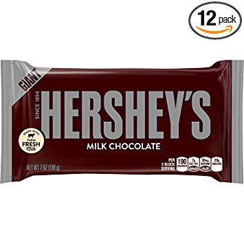 HERSHEY'S Chocolate Candy Bar, Giant (Pack of 12)