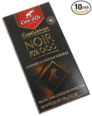 Cote D'or Dark (70%) Intense Chocolate Cocoa, 3.5-Ounce Bars (Pack of 10)