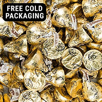 WH Candy Gold Hershey's Kisses with Almonds 5lb (Free Cold Packaging)