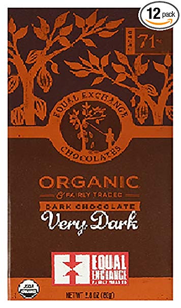 Equal Exchange Organic Very Dark Chocolate Bars, 2.8 Ounce (Pack of 12)