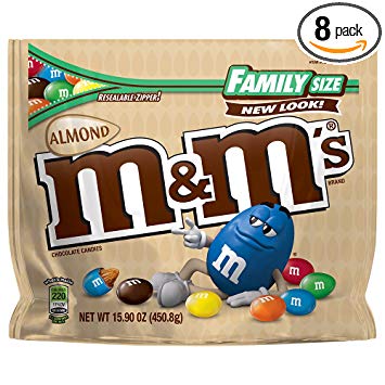 M&M'S Almond Chocolate Candy Family Size 15.9-Ounce Bag (Pack of 8)