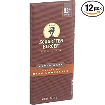 Scharffen Berger Chocolate Bar, Extra Dark, 82% Cacao, 3-Ounce bars (Pack Of 12)