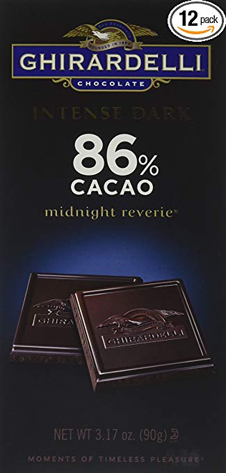 Ghirardelli Intense Dark 86% Cacao Midnight Reverie Chocolate Bar, 3.17 Ounce (Pack of 12)