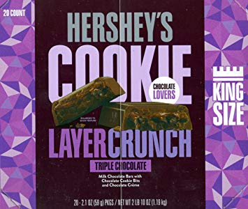 HERSHEY'S COOKIE LAYER CRUNCH King Size Bar, Triple Chocolate, 2.1 Ounce (20 Pack)