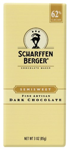 Scharffen Berger Chocolate Bar, Semisweet Dark Chocolate (62% Cacao), 3-Ounce Packages (Pack of 24)