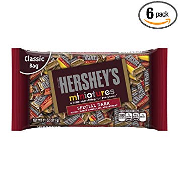 HERSHEY'S Special Dark Chocolate Candy Bar Assortment, Miniatures, 11 Ounce (Pack of 6)