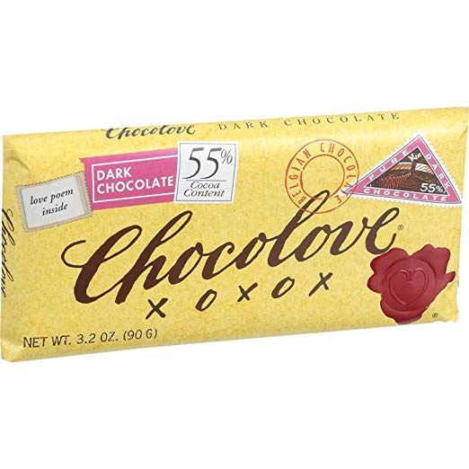 Chocolove Xoxox Premium Chocolate Bar - Dark Chocolate - Pure - 3.2 oz Bars - Case of 12 - Kosher