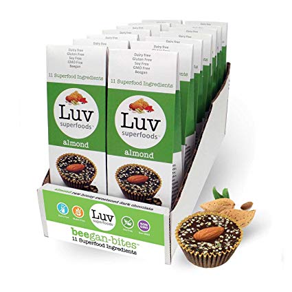 14 Box of 2 Almond Luv Superfoods Beegan-Bites - Raw Honey Sweetened Dark Chocolate (20g each)