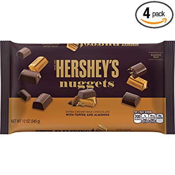 HERSHEY'S Nuggets, Gluten-Free Extra Creamy Milk Chocolate Candy with Toffee and Almonds, 12...