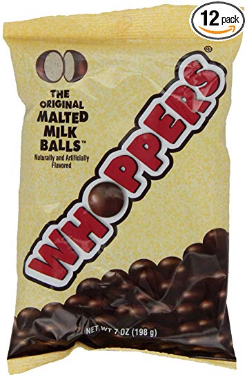 Whoppers Candy (Chocolate Covered Malted Milk Candy Balls),7 Ounce Bag (Pack of 12)