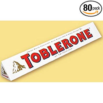 Toblerone White Chocolate Candy Bar, 3.52 Ounce - 80 per case.