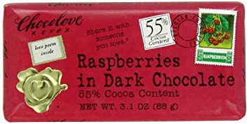 Chocolove Xoxo Dark Chocolate Raspberry Bar (12x3.2 OZ)