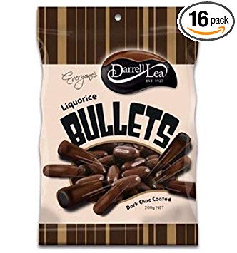 Darrell Lea Dark Chocolate Liquorice Bullets 200g x 16