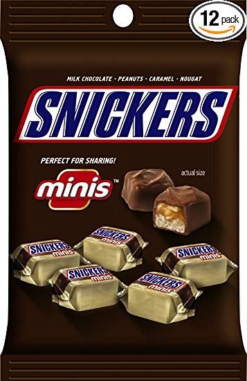 Snickers Minis Size Chocolate Candy Bars 2.86-Ounce Bag (Pack of 12)